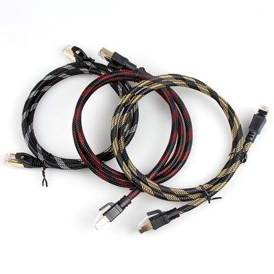 Bene durevole bianco nero di nylon intrecciato del gatto 7 del cavo della toppa di Ethernet resistente alle intemperie