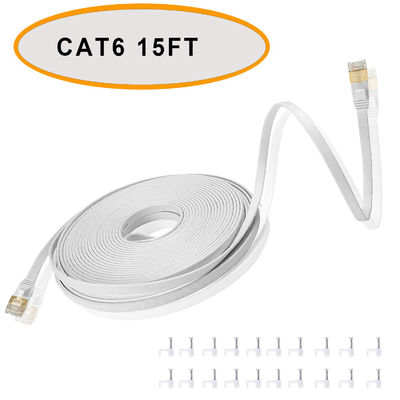 Cavo patch piatto Ethernet Cat 6 50 piedi di colore bianco Doppino intrecciato non schermato