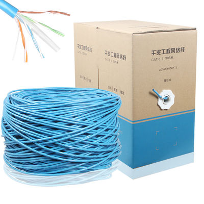 Il cavo UTP Lan Cable 4 di Internet di 1000FT IL CCA CAT6 ACCOPPIA 24AWG 0.48mm 305M Grey