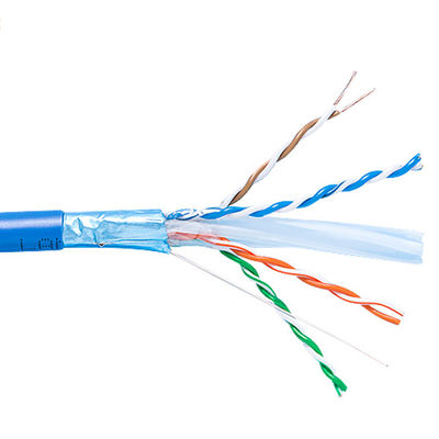 Rame nudo solido Cat6a Lan Cable Shielded Riser 1000ft 23AWG blu 750MHz PoE++