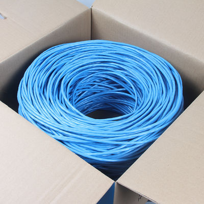 Rame nudo solido Cat6a Lan Cable Shielded Riser 1000ft 23AWG blu 750MHz PoE++