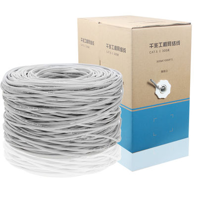 Il cavo di Ethernet durevole della rete di 23AWG Cat5e, 4 paia 1000ft UTP ha protetto il cavo