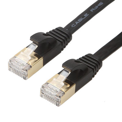 Pratico cavo Ethernet piatto Cat6 nero con connettori Rj45 antigroviglio schermati in oro