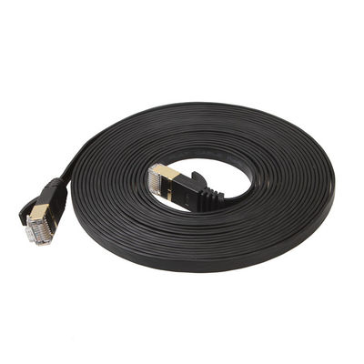 Pratico cavo Ethernet piatto Cat6 nero con connettori Rj45 antigroviglio schermati in oro