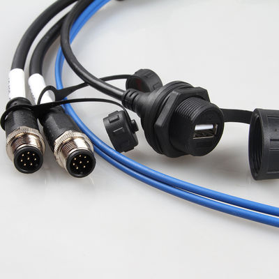 Assemblaggio cavi impermeabile aerospaziale M12+USB Female+Fiber del cablaggio del cavo ottico