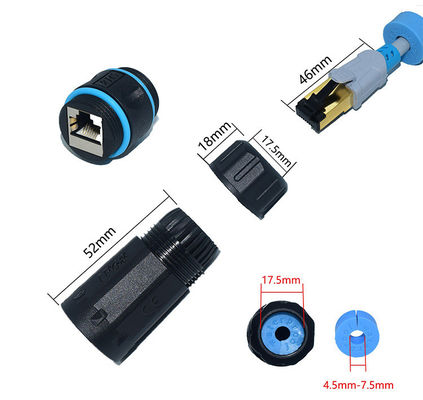 IP68 connettore impermeabile in-linea all'aperto CAT6 STP femminile alla femmina