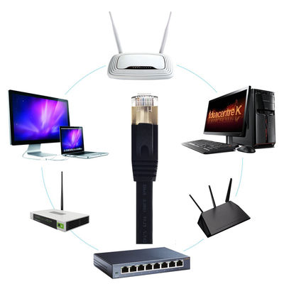 Cavo piano nero della rete Cat7, SFTP Poiché cavo di toppa piano della prova di Manica del passaggio