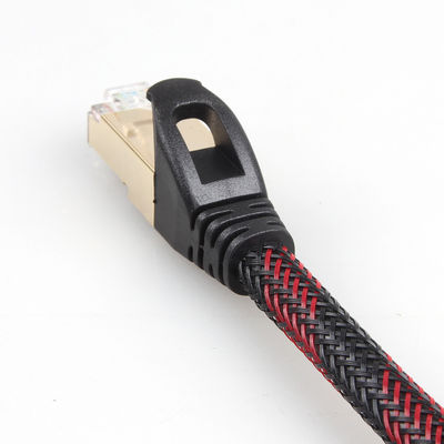 Bene durevole bianco nero di nylon intrecciato del gatto 7 del cavo della toppa di Ethernet resistente alle intemperie