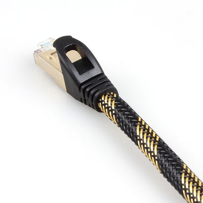 Giallo nero di nylon schermato del cavo di Ethernet del gatto 7 di gigabit di iso intrecciato
