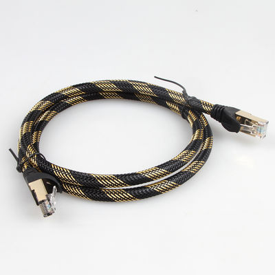 Giallo nero di nylon schermato del cavo di Ethernet del gatto 7 di gigabit di iso intrecciato
