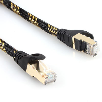 Giallo nero di nylon schermato del cavo di Ethernet del gatto 7 di gigabit di iso intrecciato