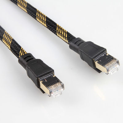Alta velocità gialla nera intrecciata di nylon di RJ45 Cat8 del cavo stabile della toppa