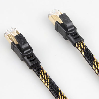 Alta velocità gialla nera intrecciata di nylon di RJ45 Cat8 del cavo stabile della toppa