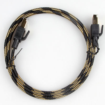 Alta velocità gialla nera intrecciata di nylon di RJ45 Cat8 del cavo stabile della toppa