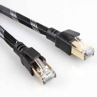 Il nylon dell'interno esterno della toppa del cavo della toppa Cat8 ha intrecciato 26AWG 40Gbps 2000MHz S/FTP