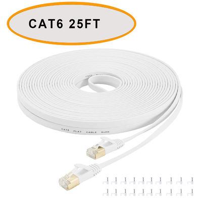 Cavo patch piatto Ethernet Cat 6 50 piedi di colore bianco Doppino intrecciato non schermato